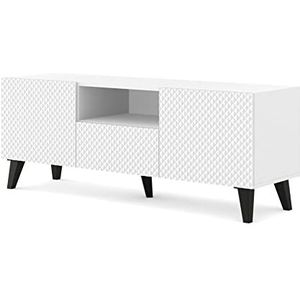 AC-Deco TV-kast met 2 deuren + 1 lade met poten, zwart, Ravenna, wit, L 150 cm