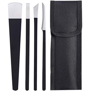 Pedicure Mes Set - Zwart - 4-delige Professionele Rvs Gereedschap met Opbergtas