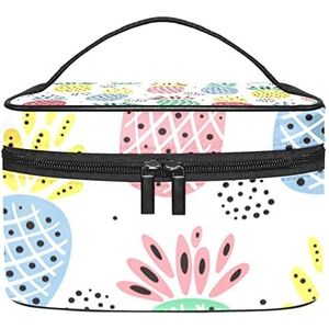 Make-up Organizer Bag, Travel Makeup Bag Organizer Case Draagbare Cosmetische Tas voor Vrouwen en Meisjes Toiletries Kleurrijke Ananas Rood Groen Geel Rood, Meerkleurig, 22.5x15x13.8cm/8.9x5.9x5.4in