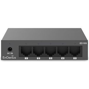 EnGenius 5-poorts Gigabit onbeheerde switch | 5x GE-poorten hogesnelheidsverbindingen | Plug & play | stille werking zonder ventilator | IEEE 802.3az Energy Effiecient - ES105