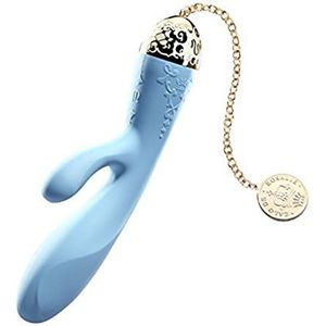 Zalo - Versailles Rosalie - Luxe siliconen vibrator met clitorisstimulator en 24 karaat sieradenketting - koningsblauw, 1 stuk