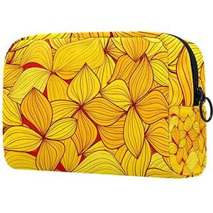 Make-up tas voor vrouwen make-up tas voor meisjes toilettas organizer etui met rits herfst gouden bloemen