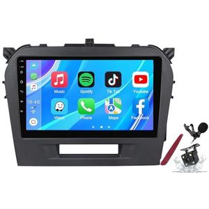 Android 14 Autoradio Sat Navi voor S-uzuki Vitara(2014-2018) 9 Inch Touchscreen Multimedia Speler met Draadloze Carplay GPS Navigatie FM RDS Bluetooth 5G-WiFi SWC DSP,M100s