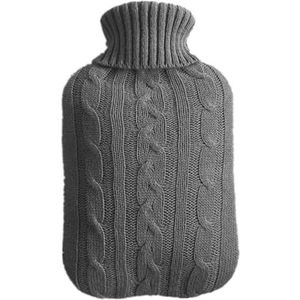 Rubberen waterzak, warmwaterkruik, warmwaterzak met deksel, warm en koud kompres, handvoetenwarmer, warmwaterkruik Gebreide hoes Grote warmwaterzak Sweater for 2000ml warmwaterzak Donkergrijze warmwat
