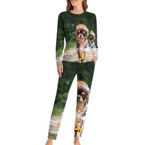 Grappige Chihuahua in Regenjas Grappige Pyjama Set Voor Vrouwen Met Lange Broek Zachte Loungewear Pj Set Nachtkleding