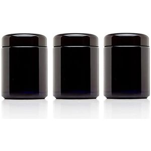 ULTRA JARS 250 ml ultraviolette glazen pot met brede opening en zwarte schroefdeksel - luchtdicht | geurbestendig | lekvrij | UV-opslagcontainer | navulbare voorraadbus (3)