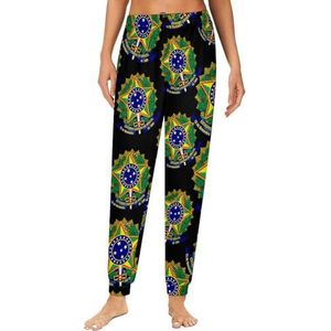 Wapen van Brazilië Damespyjama, loungebroek, elastische tailleband, nachtkleding, broekje, print