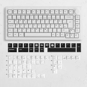 75% ISO-DE MECANICAL Qwertz toetsenbord lay-out swap multi-modus connectiviteit 2,4 GHz USB Type-C Bluetooth 5.0 compatibel (ISO zwart op wit)
