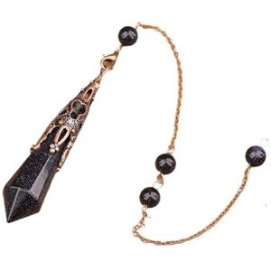 Vintage Natural Gemstones Bronze Pendulum Chains Pendant Necklace Healing Dangle Pendulum Jewelry Reiki Pendulum Decor (Color : BlueGoldstoneBronze)