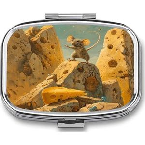 Kaas Pillendoos Pil Case Leuke Pil Organizer Pil Houder Geneeskunde Pil Organizer Pil Container Dagelijkse Pil Organizer Kleine Pillendoos Pil Case voor Portemonnee Pocket