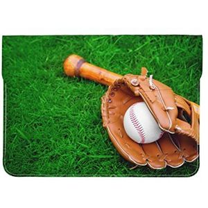 Groene Gazon Baseball Handschoen Gedrukt Lederen Laptop Mouw Waterdichte Slanke Beschermende Notebook Tas Voor Werk Kantoor Outdoor Business