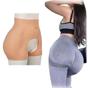 Adima Crossdressers Silicone Nep Billen Onderbroek Billen Vormer Heupvergroter Shorts Hoge Taille Open Kruik Onderbroek voor Vrouwen,ivoor,one size