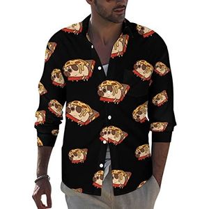 Puglie Pizza heren button down shirt met lange mouwen casual strand tops met zak regular fit