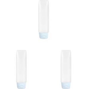 3 set Reizen Squeeze Fles Douchegel Tandpasta Container Hervulbare Lekvrije Pocket Knijpbare Dispenser Buis Accessoires 50 ML Blauw