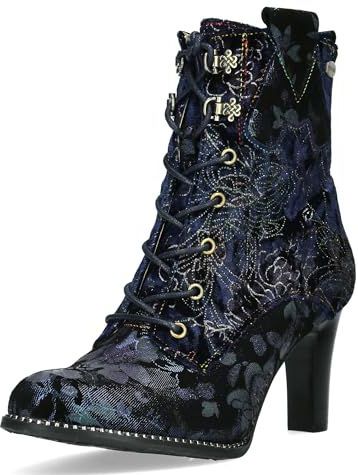 Laura Vita - Veterlaarsjes - Donkerblauw / Zwart - Leer en Suède