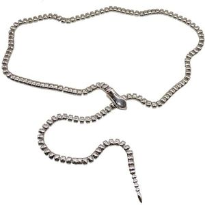 Uniek slangenkopontwerp metalen tailleband kettingriem for dames heren broek rok jas accessoires(Silver)