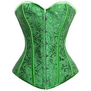 Martya Dames satijnen wiast cincher uitgebeend bruidskorset en bustiers voor feest, Groen, 42-44