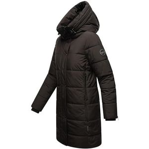 MARIKOO Karumikoo XVI winterjas voor dames, warme gewatteerde jas, lang, met capuchon, XS-3XL, zwart, M