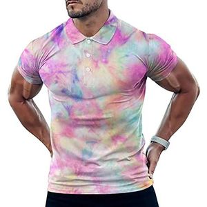 Kleurrijke Tie Dye Casual Polo Shirts Voor Mannen Slim Fit Korte Mouw T-shirt Sneldrogende Golf Tops Tees S