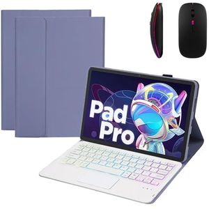 GUPENAA Toetsenbordhoes voor Lenovo Tab M11 11"" 2024 (TB330FU/TB330XU), 7 Kleuren Achtergrondverlichting, Magnetisch Afneembaar Draadloos Bluetooth-Toetsenbord met Muis,Purper