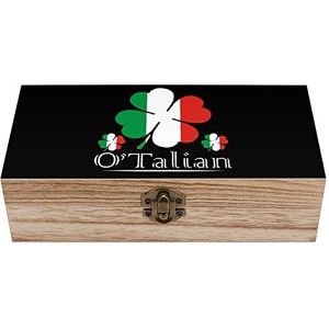 O'Talian Ierse klavertje met 4 blaadjes Italiaanse vlag houten kist met deksel opbergdozen organiseren sieradendoos decoratieve dozen voor vrouwen mannen