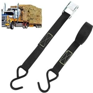 Spanbanden Autospanbanden 5m ratelband touwspanner waterdichte vrachtwanriemen slijtvaste band zware ladingriemen voor motorfietsen, vracht, vrachtwagens, aanhangwagens en bagage(Nero)