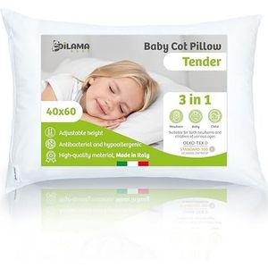GM Kussen 40 x 60 babybedkussen ademend hypoallergeen anti-mijt kussen met 100% Italiaans katoenen afdekking, Made in Italy