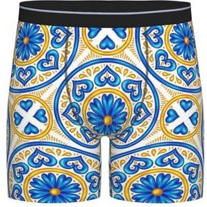 Boxershorts Marokkaanse etnische bloem boxershorts klassieke pasvorm ondergoed comfortabele pasvorm ondergoed boxershorts voor vader, man, minnaar, Ondergoed 653, XL