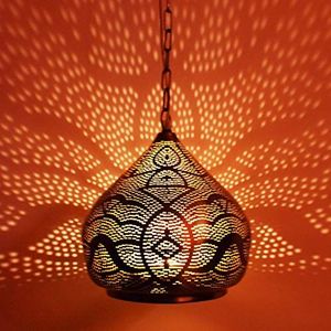 Maysa Oosterse lamp hanglamp 27 cm zilver E27 lamphouder | Marokkaans design hanglamp lamp | Oriëntaire lampen voor woonkamer, keuken of hangend boven de eettafel