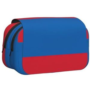 JEJEA Mongoolse Vlag Print Pen Etui Potlood Case Houder Voor Potloden Make-up Multifunctionele Organizer Doos Voor Adluts, Zwart, Eén maat, Toilettas