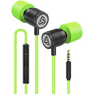 Ludos ULTRA bedrade oordopjes in-ear hoofdtelefoon, 5 jaar garantie, oortelefoons met microfoon en volumeregeling, geheugenschuim, versterkte kabel, geluidsisolerend, bas-compatibel met iPhone, iPad,