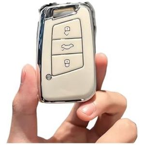Autosleutel beschermhoes TPU Autosleutel Case Cover Tas Voor Passat B8 Voor Magotan Voor Superb A7 Smart Kodiaq Seat Shell Fob Sleutel Shell(White)