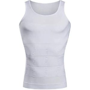 Slimming Body Shaper Vest Under Shirt for Abdomen Men's Compression Sleeveless Tummy Tank Top Shapewear(Color:白色,Size:XXL)