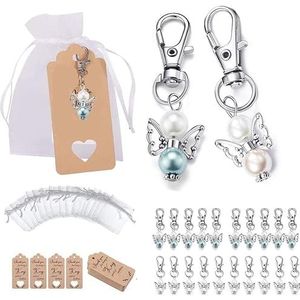 WEJIUAFB Engel sleutelhanger hanger garen zakken metalen engel charme bagage sleutelhanger gepersonaliseerde doop voor Valentijnsdag babyshower bruiloft verjaardagsfeestje 20 stuks