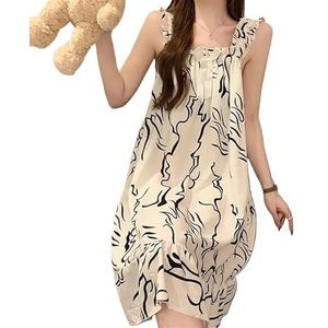 Nachthemd in neutrale tinten, veelzijdige loungewear for dames, mouwloos nachthemd, zachte stretch nachtkleding, ontspannende jurk for thuis, ademende pyjama for yoga, lezen, comfort for het hele seiz