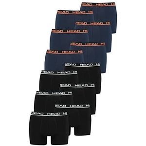 HEAD Basic boxershort voor heren, katoen, stretch, verpakking van 12 stuks, zwart/blauw/oranje, XL