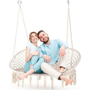 Outtec Hängesessel XXL - bis 200kg, für 2 Personen - Sessel zum Aufhängen - Hängekorb, Schaukel für Garten, Terrasse, Balkon, Veranda - Boho Stil