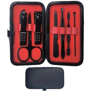 Manicure Set, Travel Manicure Kit 7 in 1 Pedicure Kit Nail Clipper Set RVS Nail Kit voor Mannen Vrouwen - Zwart
