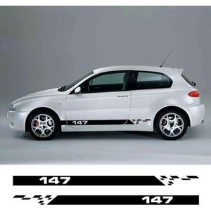 KUSQCRGA 2 stuks autodeurstickers, vinylfolie, decoratie-stickers, geschikt voor Alfa Romeo 147 V6 I4 3.2 GTA Facelift, auto-accessoires