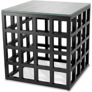 Casa Padrino luxury side table in cube shape silver/gray 45 x 45 x H. 45 cm - Stainless steel table with glass top - Living room furniture - Luxury Collection