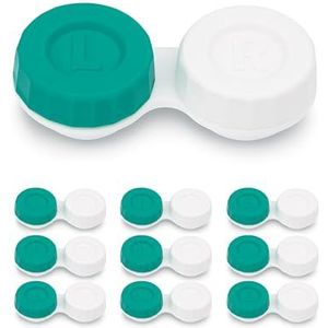 Contactlensdoosjes 10 Stuks | Plat ontwerp | Reiskoffers | Lenshouder doos | Links & Rechts gemarkeerd Made in UK | Koop Schroefdop in de groothandel