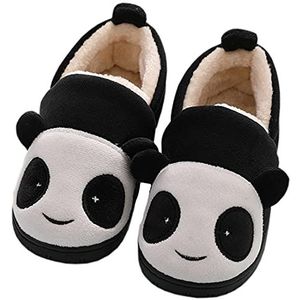 Pantoffels Meisjes Sloffen Pluche Jongens Katoenen Pantoffels Kinderen Warme Kat Zachte Winter Cartoon Lichtgewicht Antislip Zwart 33-34 EU (Labelgrootte: 230)