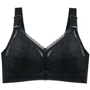 GWSGSFAS Draadloze Bras Voor Vrouwen Dunne Cup Lingeire Plus Size Kant Ondergoed Minimizer Brassiere B C D E Cup, Zwart, C