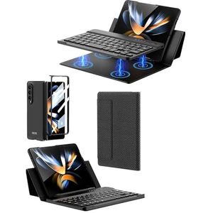 Voor Samsung Galaxy Fold 3 Bluetooth Toetsenbord met Lederen Case Afneembare Magnetische Draadloze Bluetooth Mute Toetsenbord (Grain)
