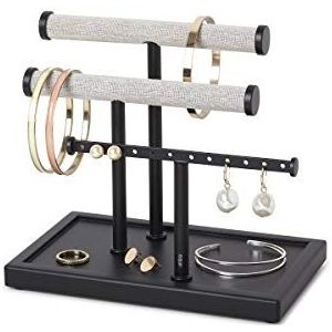 Umbra Trigem Three Tiered Tabletop Organizer voor ketting, armbanden en oorbellen, 3, zwart