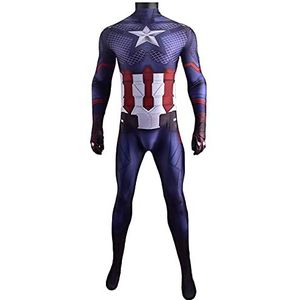 Jongen Captain America Unitard Avengers Cosplay Jumpsuit Bodysuit Lycra Spandex Zentai Superhero Onesies Voor Halloween Carnaval Christmas Party,Blue-Woman/XL 165~170cm