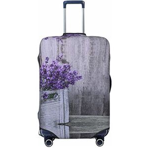 WOWBED Paarse lavendel bloem bedrukte koffer cover elastische reisbagagebeschermer past 45-32 cm bagage, Zwart, XL