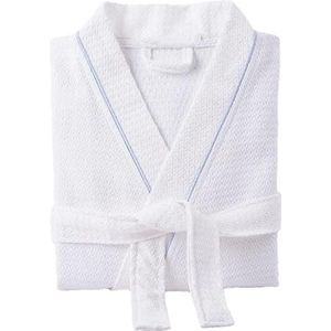 Dvbfufv Mannen Katoen Wafel Badjas Mannen Vrouwen Nachtkleding Lente Zomer Lange Badjas Mannen Casual Gewaad Kimono, Wit-blauw, M