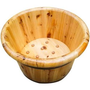 PA-DABAOO Houten Voetbadbad, Voetbad Emmer Met Massager, Massief Houten Pedicure Bassin, Verdikte Voet Spa -Emmer, Geschikt Voor Voetbad, Massage, Spa, Sauna, Weken