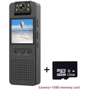 Mini Body Cameram, HD Actiecamera Politie Rechtshandhaving Kleine camera Micro Body Camcorder 1080P Infrarood Nachtzicht Hotspot Sportcamera voor Pet Walking, Werk, Reizen(Camera 128G card)